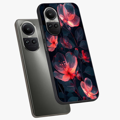 Dark Shade of Flower Glass Case displayed in angled mockup highlighting moody floral illustration with aesthetic dark tones.