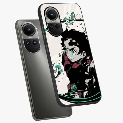 Demon Slayer Glass Case displayed in angled mockup highlighting dramatic anime character design with action aesthetic.