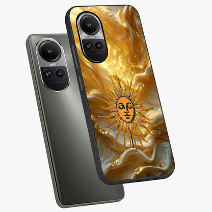 Eternal Golden Glow Glass Case displayed in angled mockup highlighting glowing golden aesthetic design with elegant style.