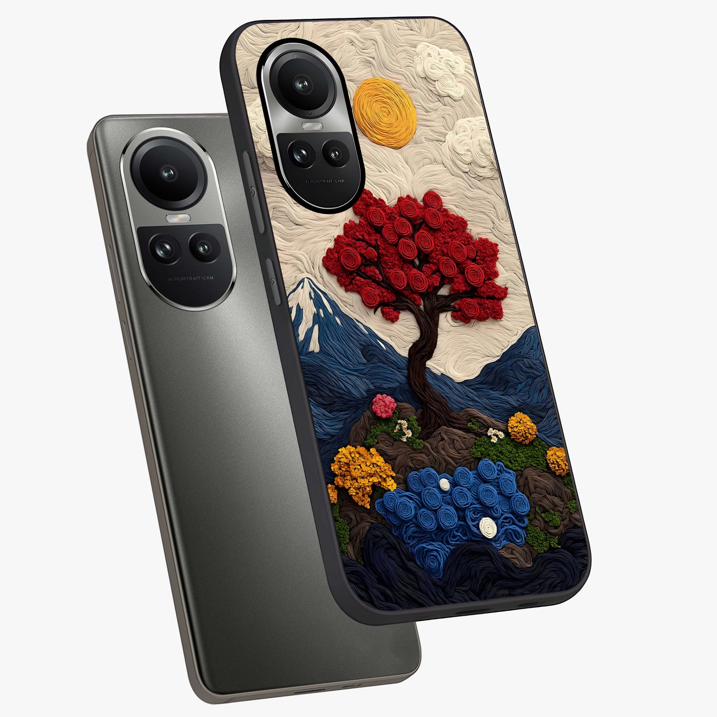Eternal Nature Tapestry Glass Case displayed in angled mockup highlighting detailed botanical pattern with artistic aesthetic.