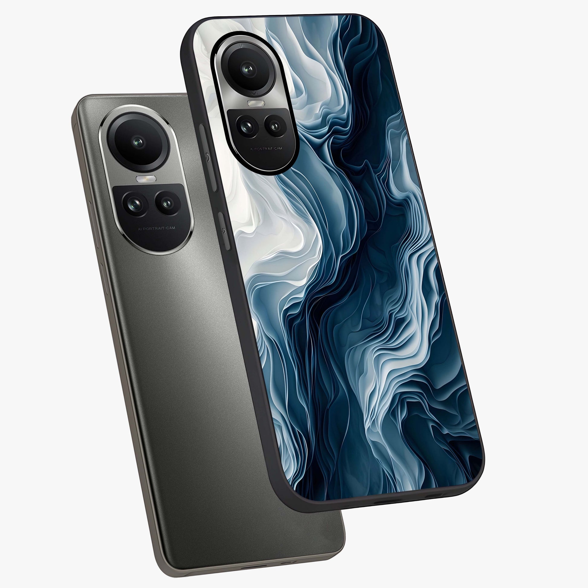 Ethereal Paper Marble Glass Case displayed in angled mockup highlighting elegant marble pattern with modern aesthetic style.