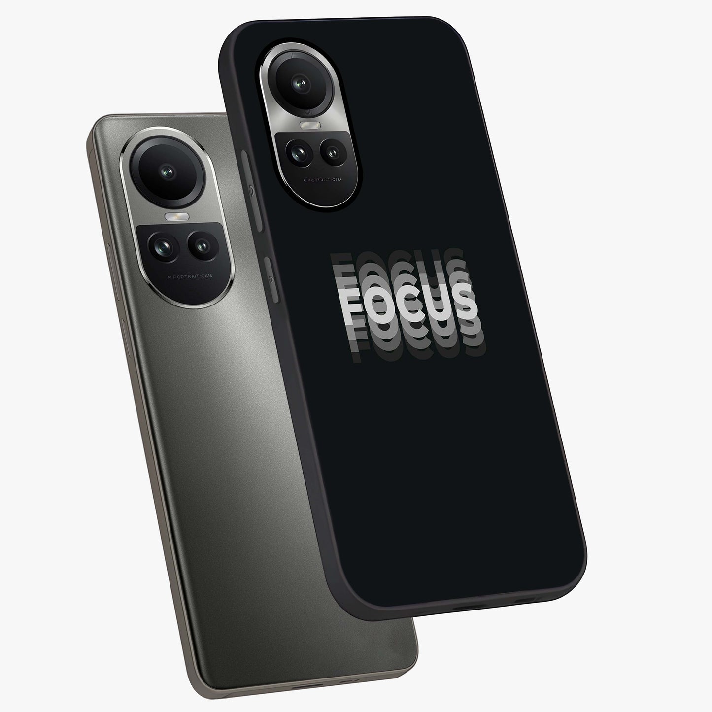 Focus Mode On Glass Case displayed in angled mockup highlighting clean minimal text artwork with modern aesthetic style.