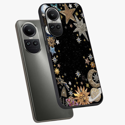 Galactic Jewel Stars Glass Case displayed in angled mockup highlighting shining celestial star design with cosmic aesthetic style.