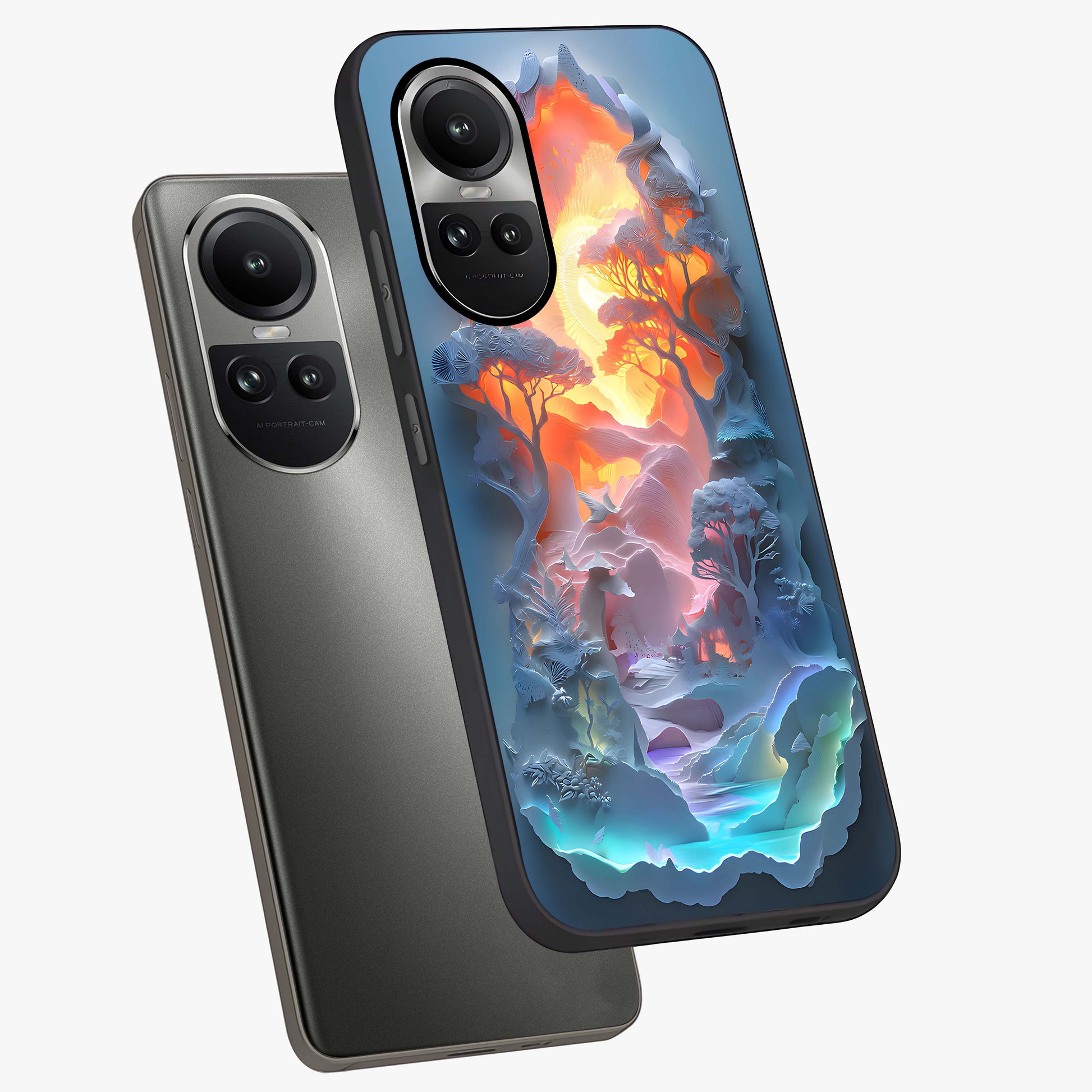 Glow Forest Portal Glass Case displayed in angled mockup highlighting mystical forest design with magical glowing aesthetic.