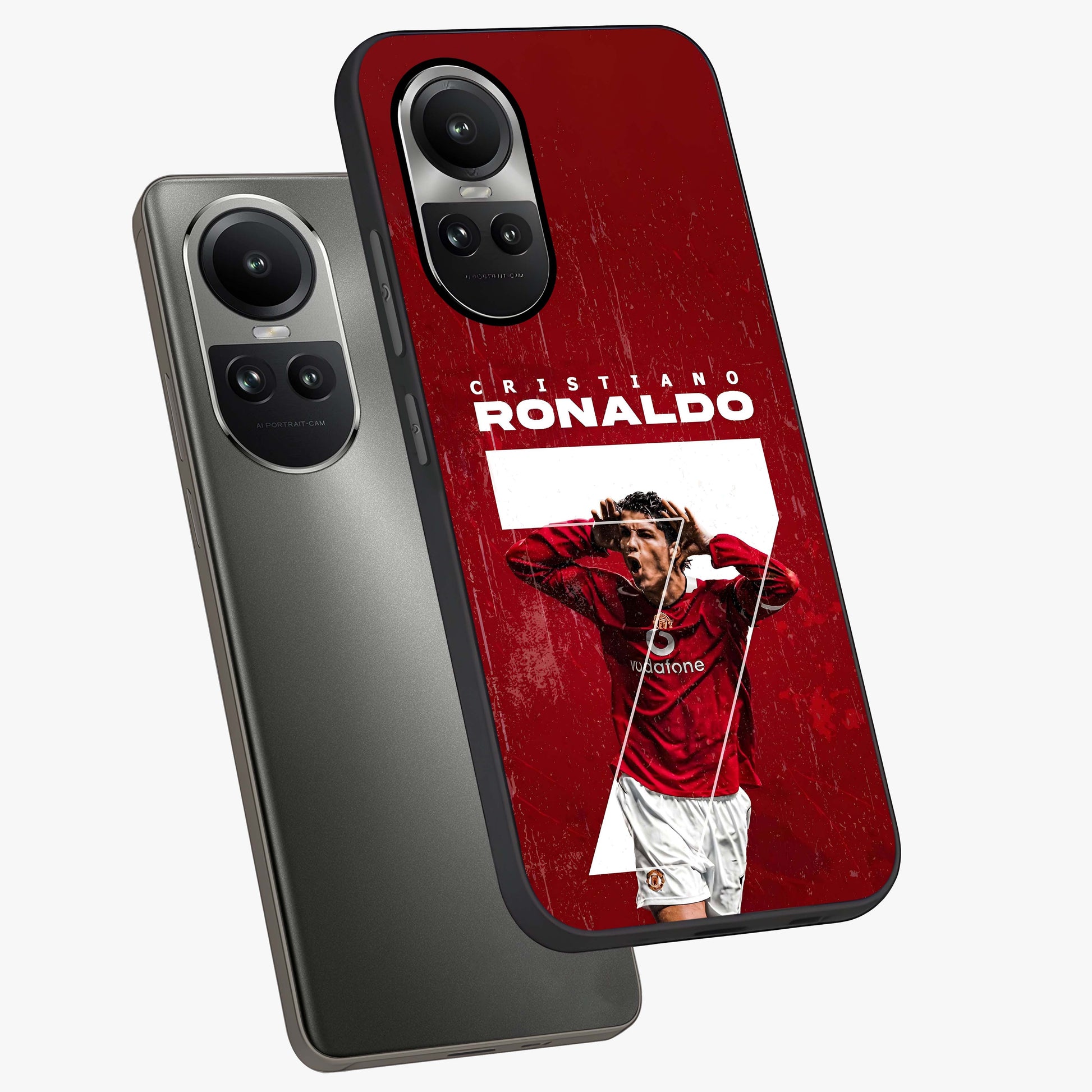 Goal Celebration Legacy Glass Case displayed in angled mockup highlighting energetic sports celebration design with bold athletic theme.