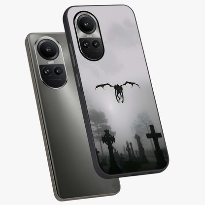 Graveyard Shadow Descent Glass Case displayed in angled mockup highlighting eerie shadow illustration with gothic aesthetic.