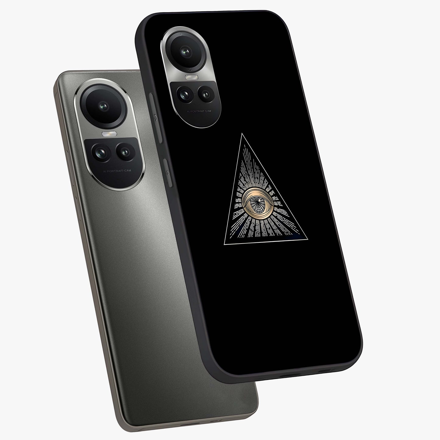 Illuminati Evil Glass Case displayed in angled mockup highlighting dark occult inspired design with bold aesthetic style.