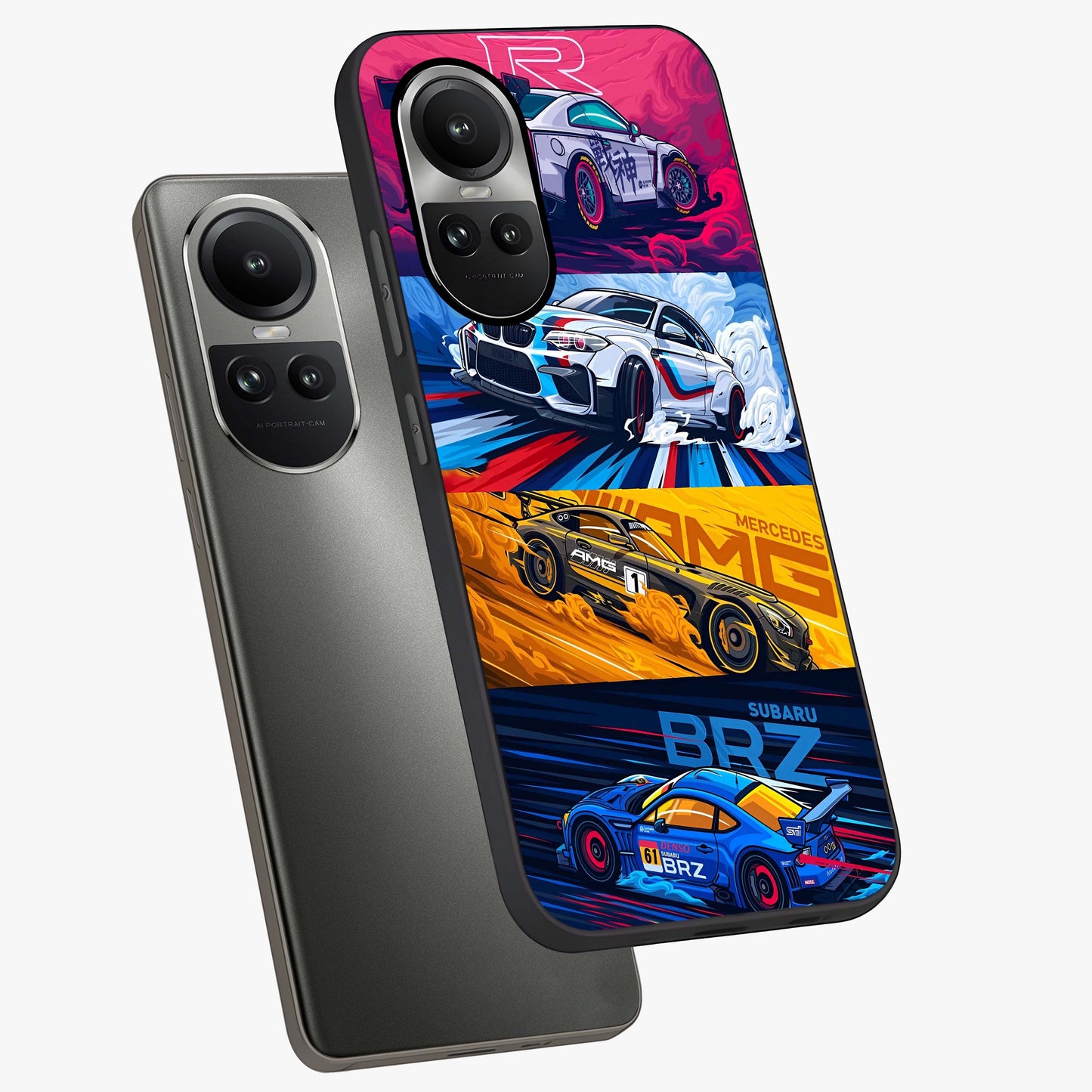 JDM Sports Car Glass Case displayed in angled mockup highlighting sleek Japanese racing car design with automotive aesthetic.