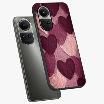 Layered Paper Hearts Glass Case displayed in angled mockup highlighting creative paper craft heart design with romantic aesthetic.