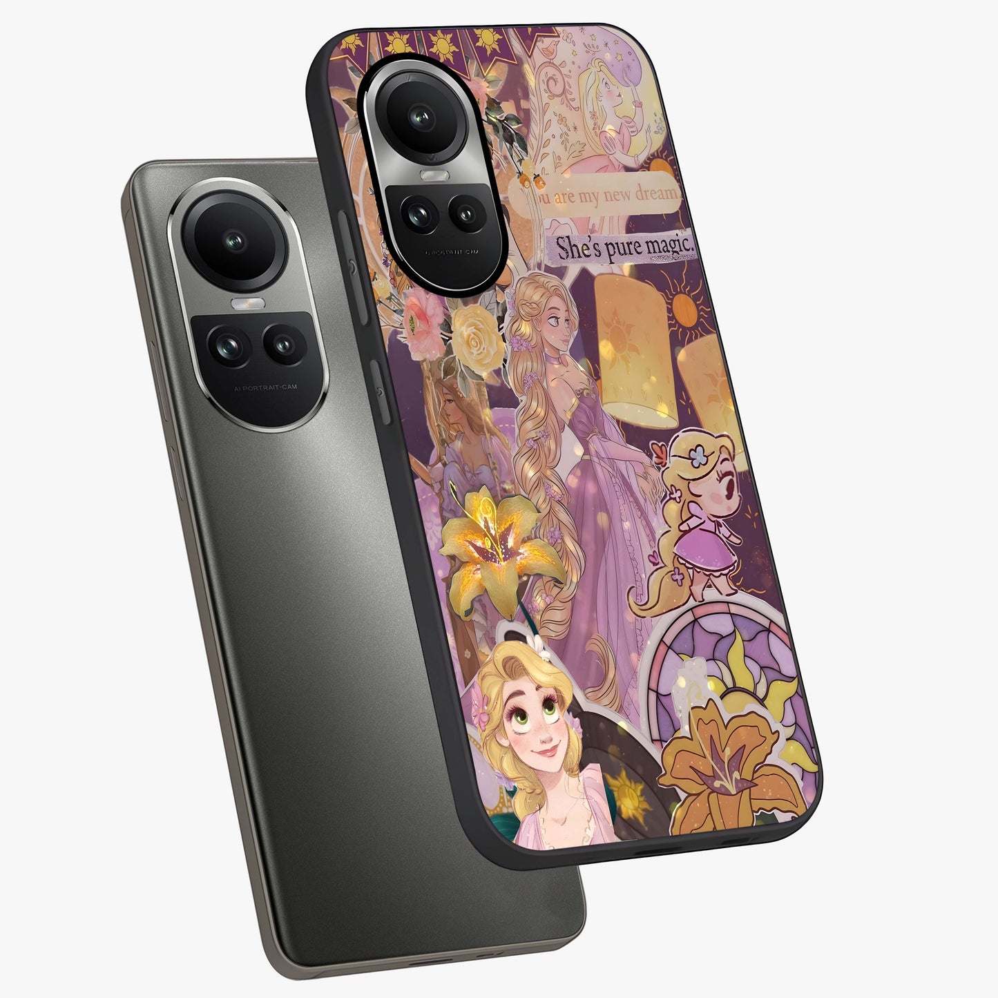 Magical Tangled Dream Glass Case displayed in angled mockup highlighting whimsical fantasy design with magical aesthetic.