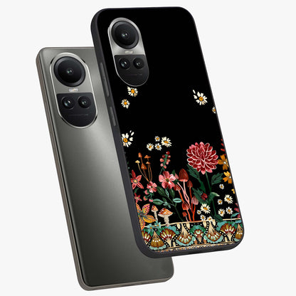Midnight Bloom Pattern Glass Case displayed in angled mockup highlighting elegant flower design with midnight aesthetic style.