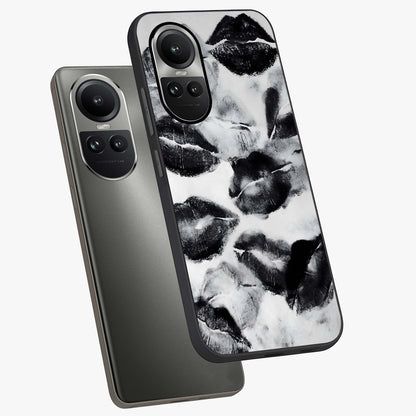 Midnight Kiss Marks Glass Case displayed in angled mockup highlighting playful romantic design with bold midnight aesthetic.