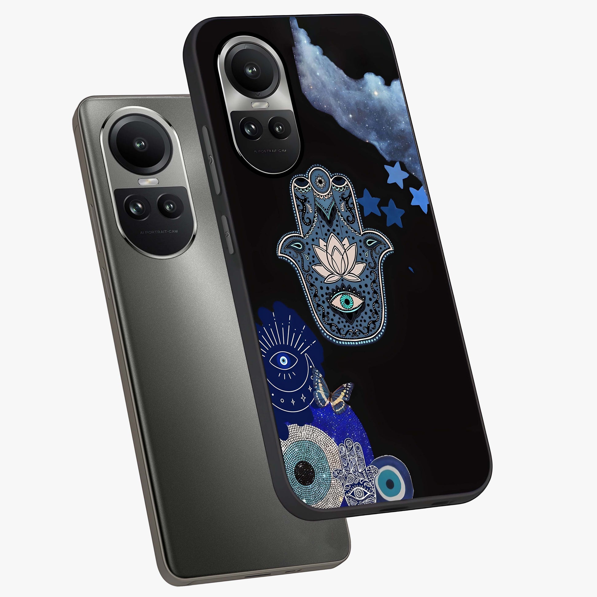 Mystic Hand Aura Glass Case displayed in angled mockup highlighting magical aura design with spiritual aesthetic style.