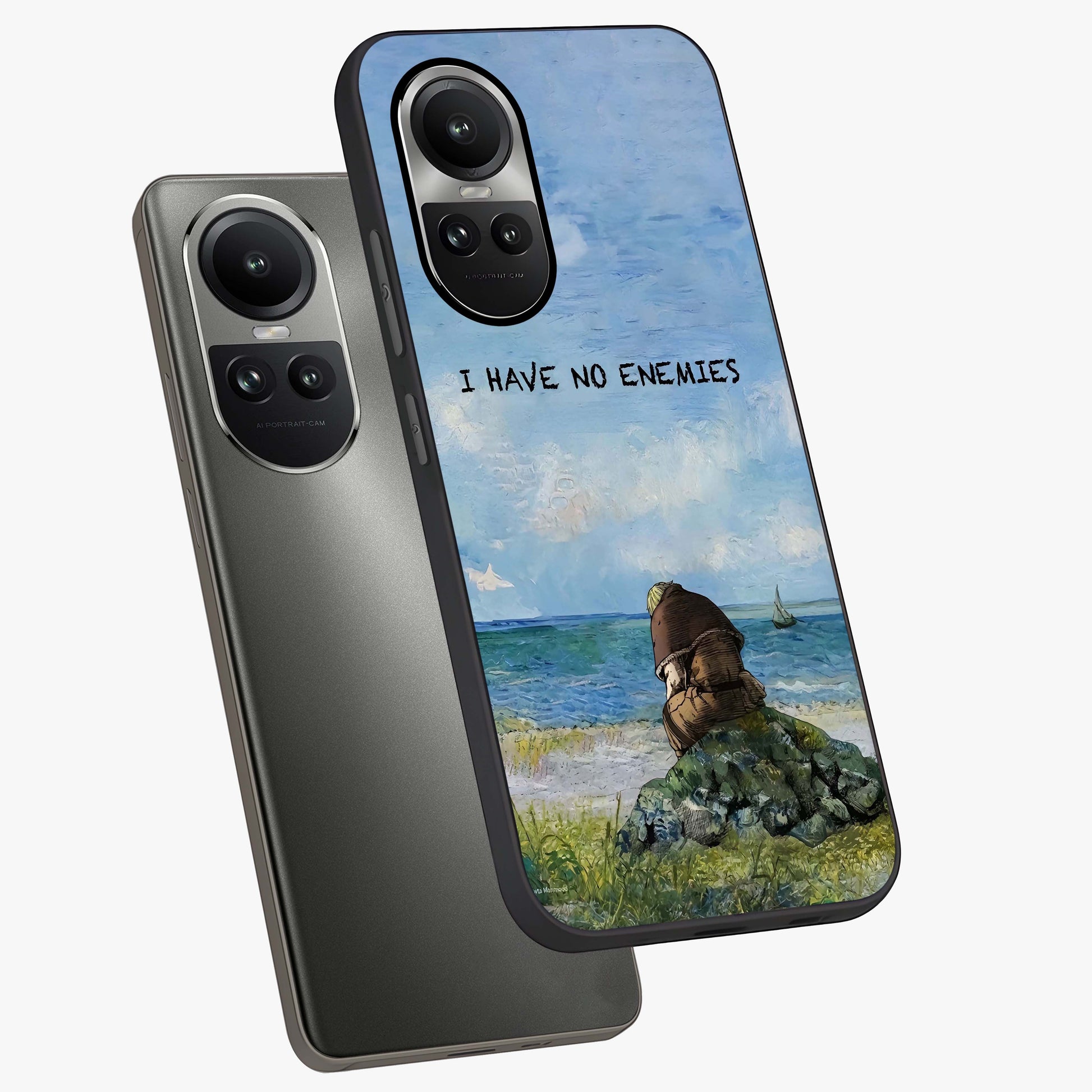 Peace Beyond War Glass Case displayed in angled mockup highlighting meaningful message design with artistic aesthetic style.