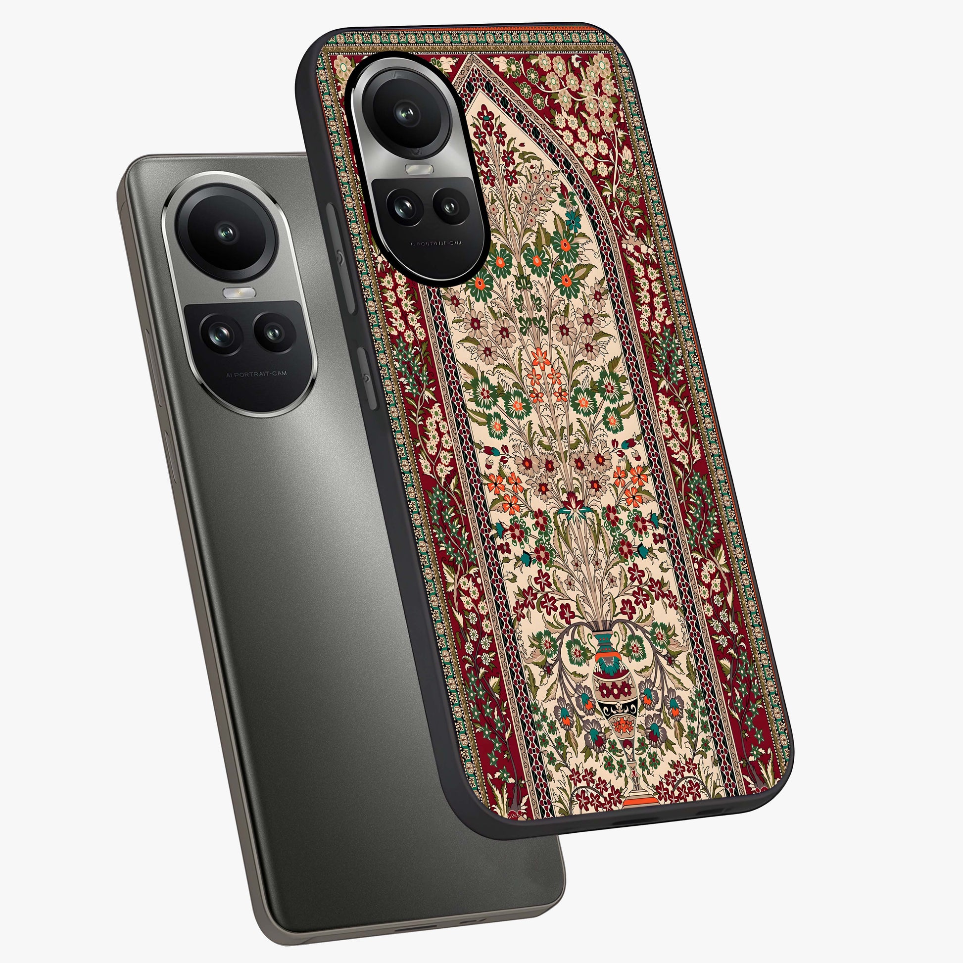 Persian Inspired Glass Case displayed in angled mockup highlighting intricate traditional design with elegant cultural aesthetic.