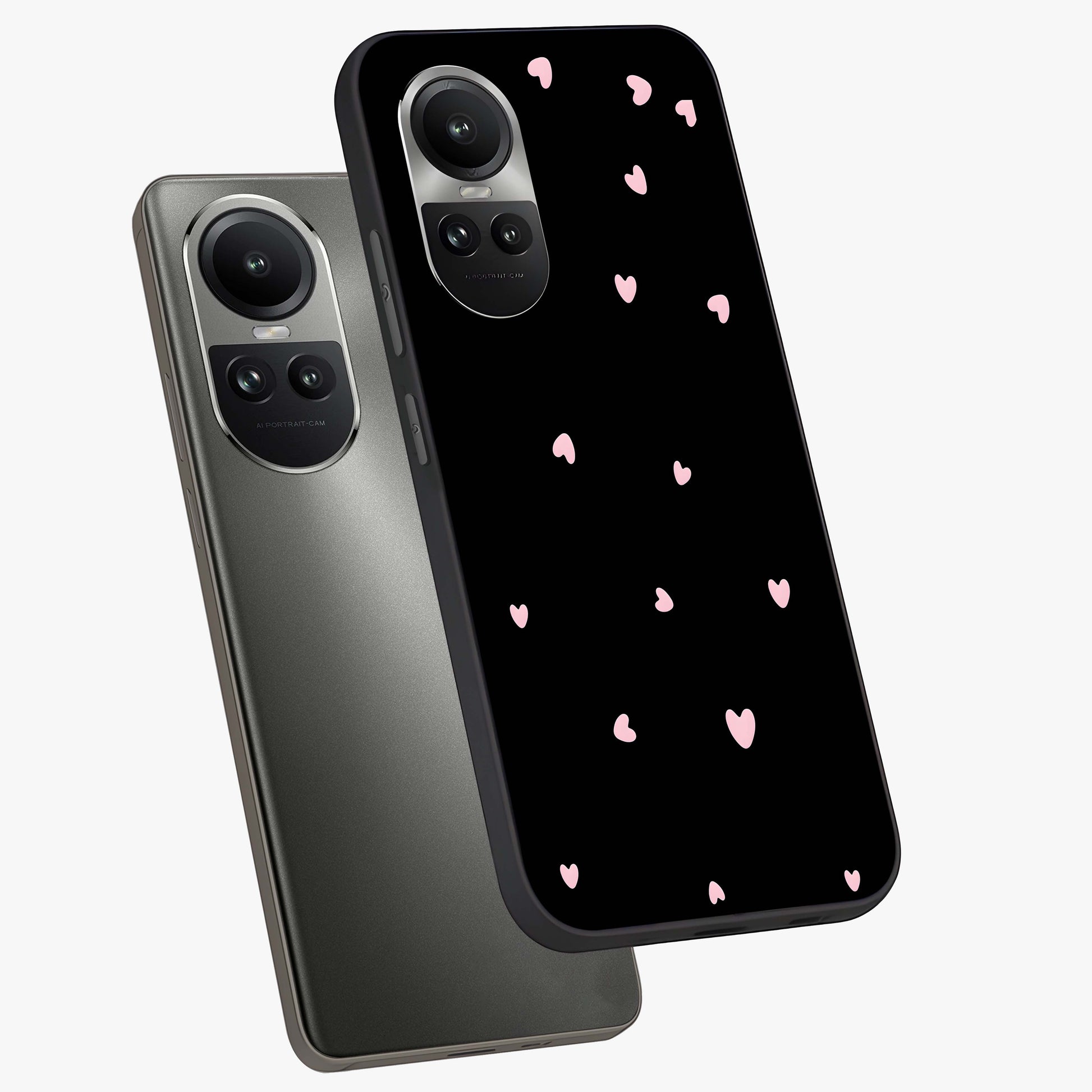 Pink Love Drops Glass Case displayed in angled mockup highlighting cute love drop design with vibrant pink aesthetic.
