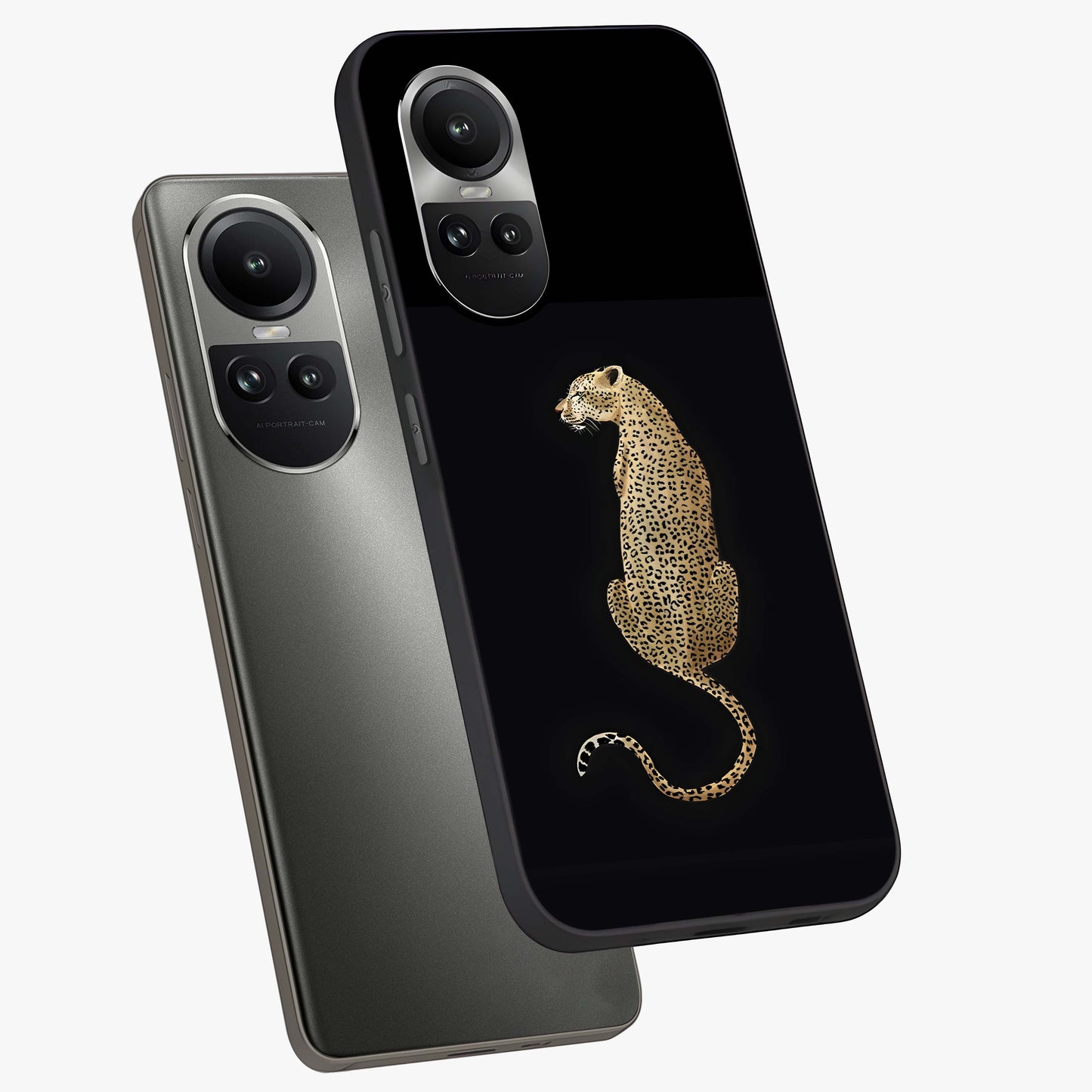 Regal Leopard Glass Case displayed in angled mockup highlighting powerful animal illustration with stylish wild aesthetic.