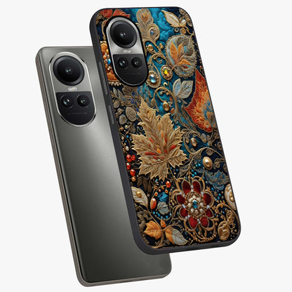 Royal Jewel Garden Glass Case displayed in angled mockup highlighting vibrant jewel inspired floral design with elegant aesthetic.