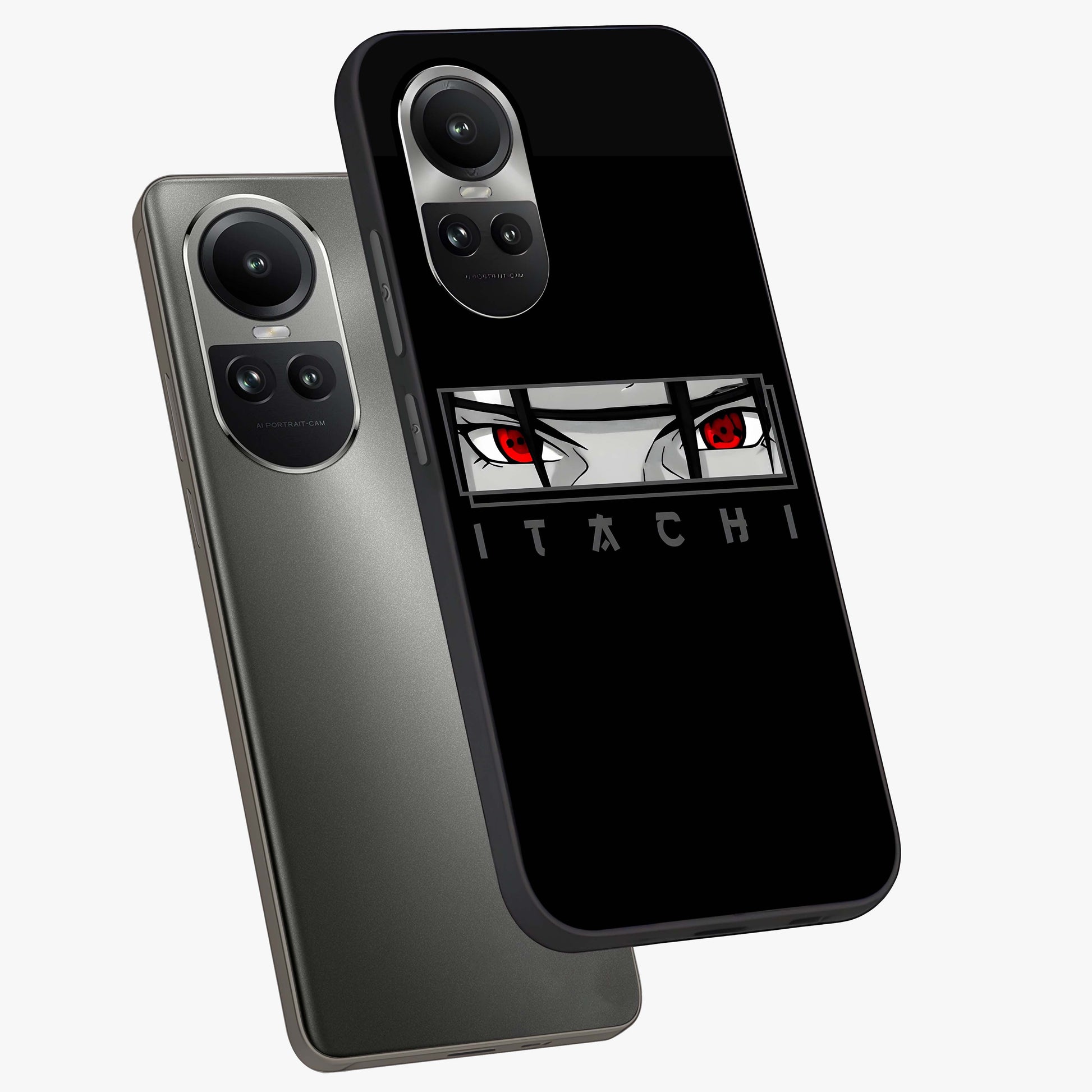 Scarlet Gaze Dominance Glass Case displayed in angled mockup highlighting intense visual design with bold scarlet aesthetic.