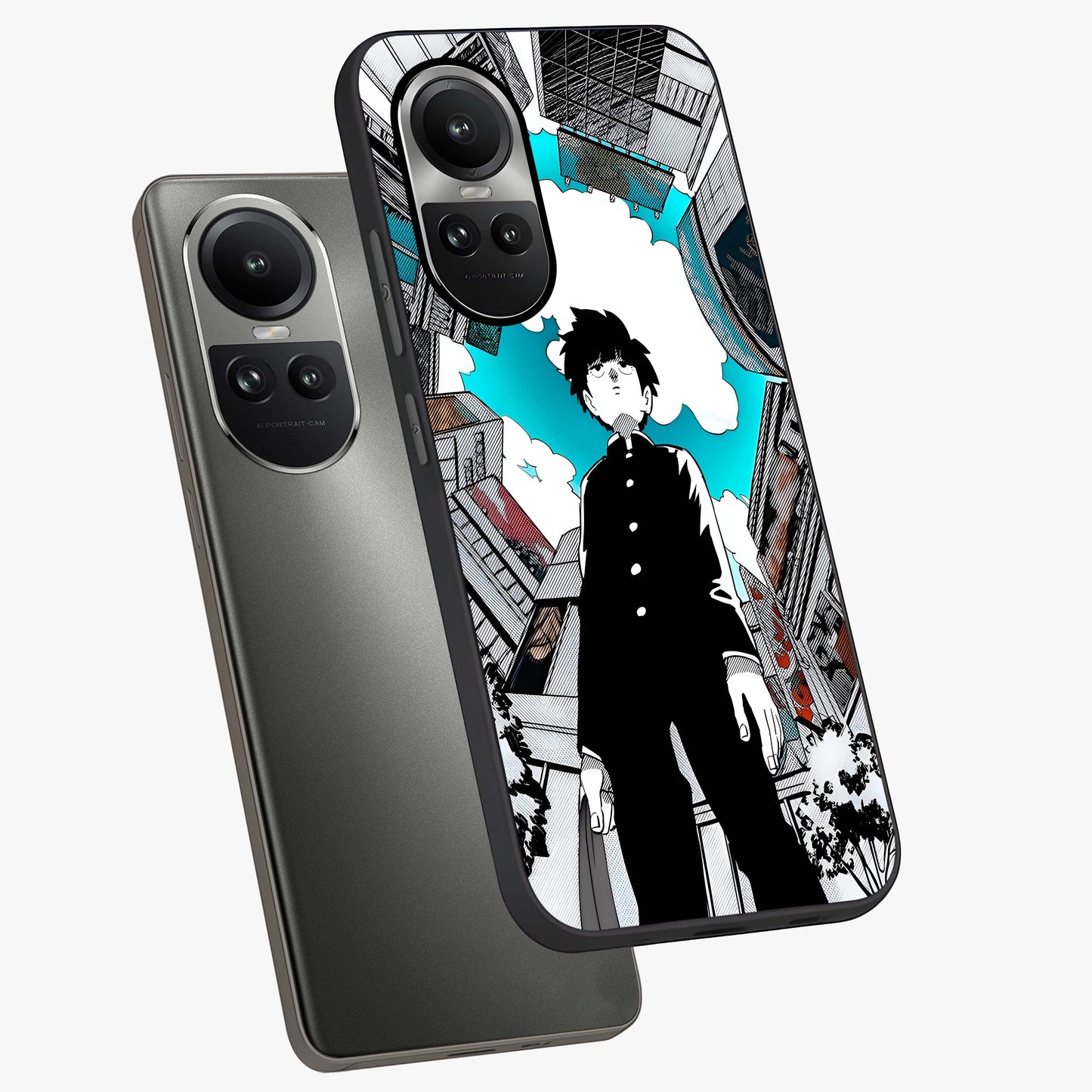 Silent Psychic Awakening Glass Case displayed in angled mockup highlighting spiritual awakening design with cosmic aesthetic.