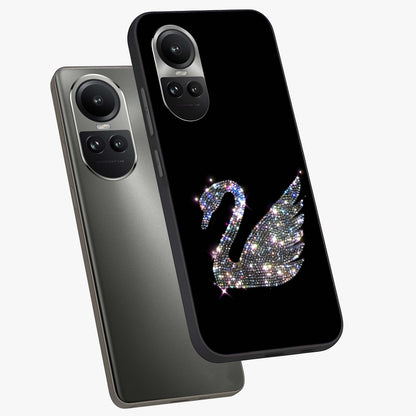 Starlit Swan Grace Glass Case displayed in angled mockup highlighting elegant swan illustration with dreamy celestial aesthetic.