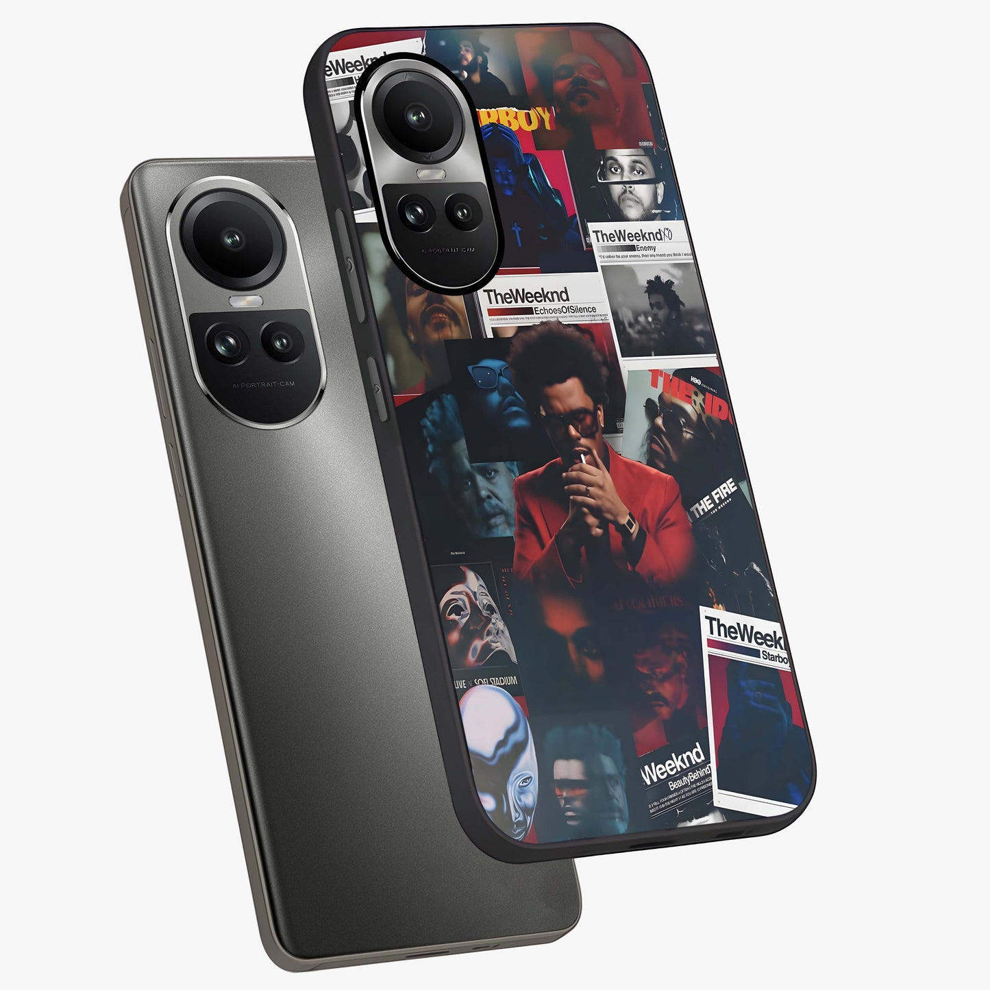 The Weeknd Glass Case displayed in angled mockup highlighting stylish pop culture inspired design with modern aesthetic.