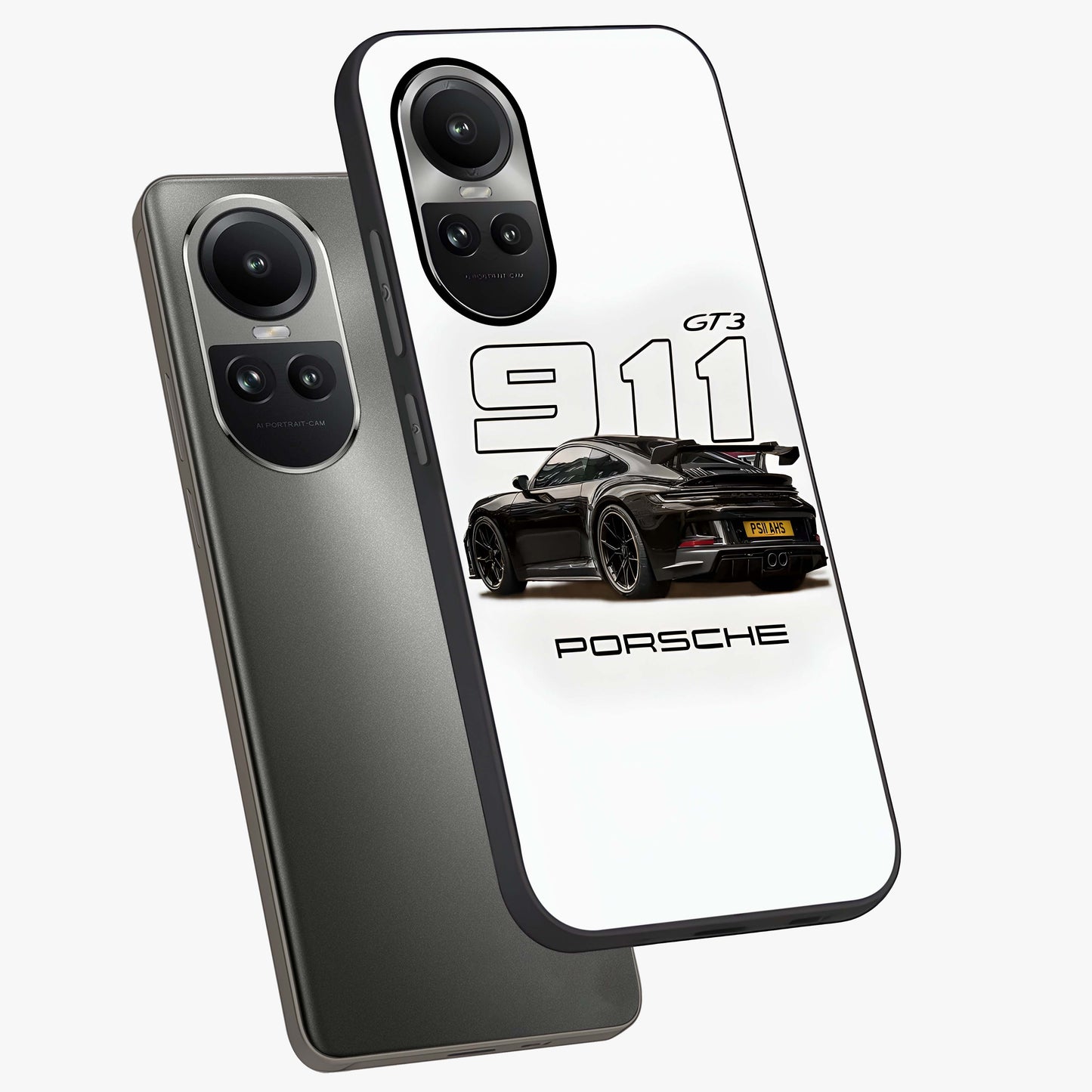 Turbo Legacy Icon Glass Case displayed in angled mockup highlighting dynamic automotive design with performance aesthetic.