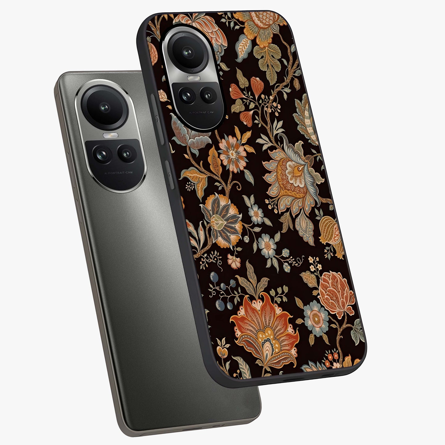 Vintage Floral Dream Glass Case displayed in angled mockup highlighting elegant vintage flower design with soft aesthetic style.