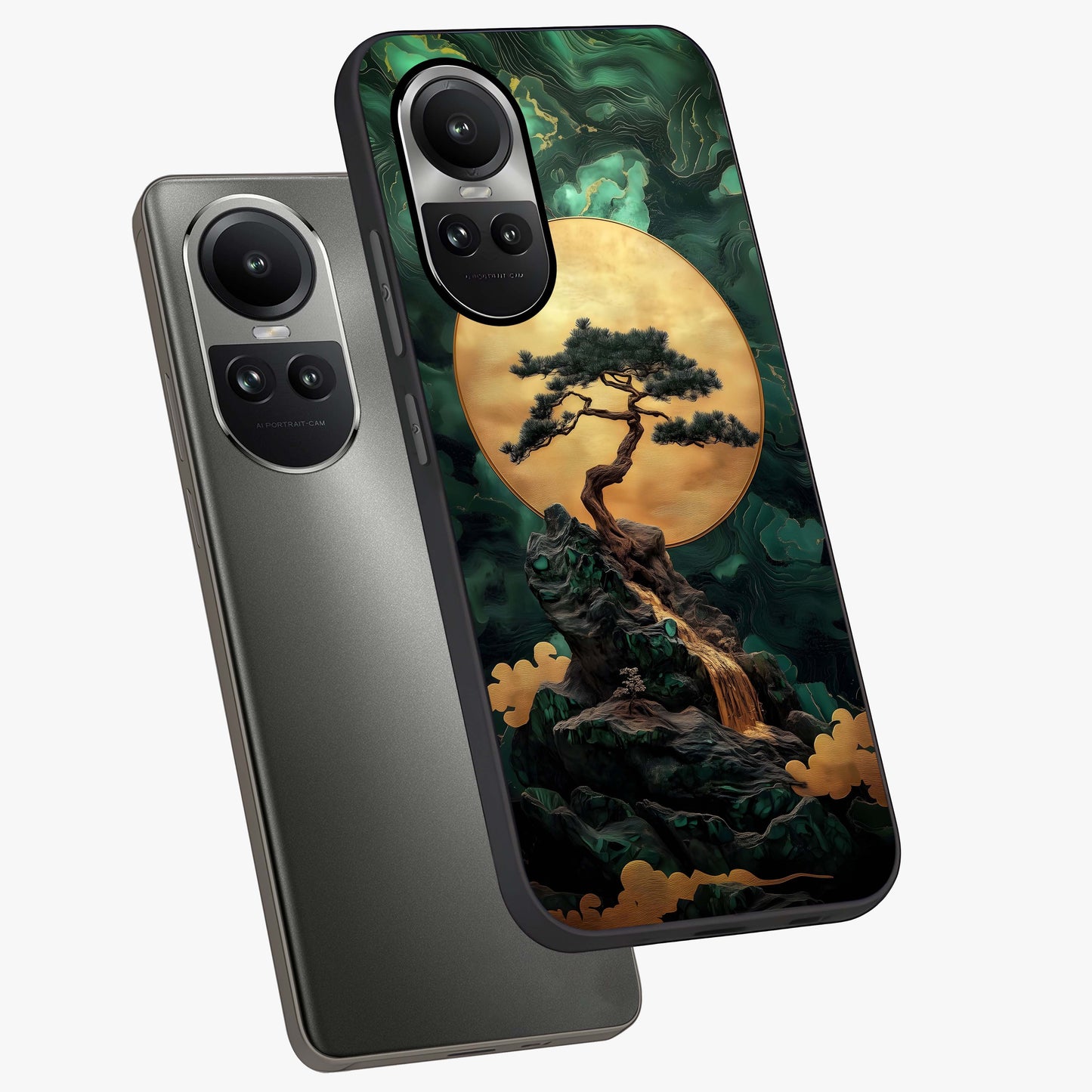 Zen Moon Rise Glass Case displayed in angled mockup highlighting peaceful lunar design with zen aesthetic style.