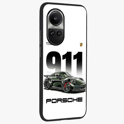 911 Turbo Dominance Glass Case upright perspective showcasing powerful racing design and modern automotive aesthetic.