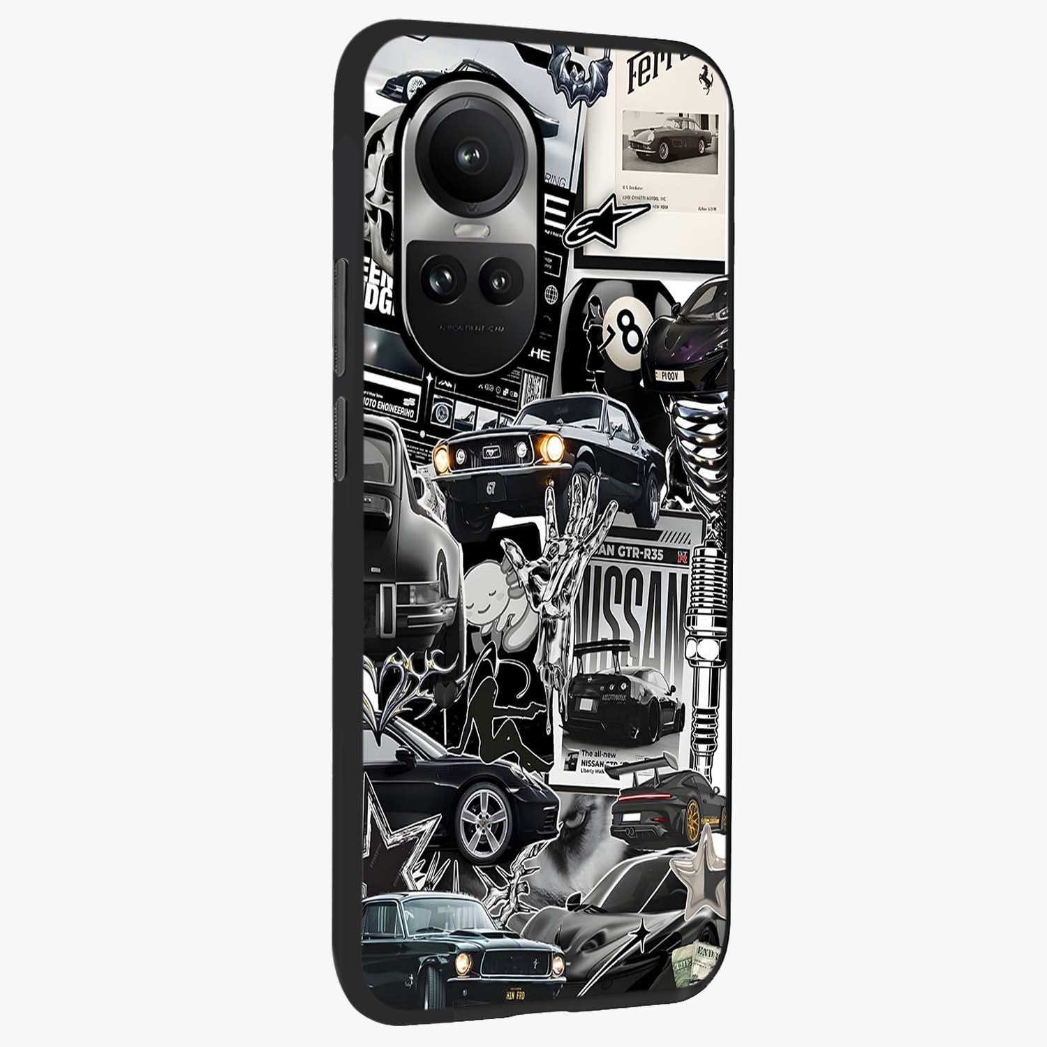 Aesthetic Dark Love Glass Case upright view showcasing dramatic romantic artwork with modern aesthetic style.
