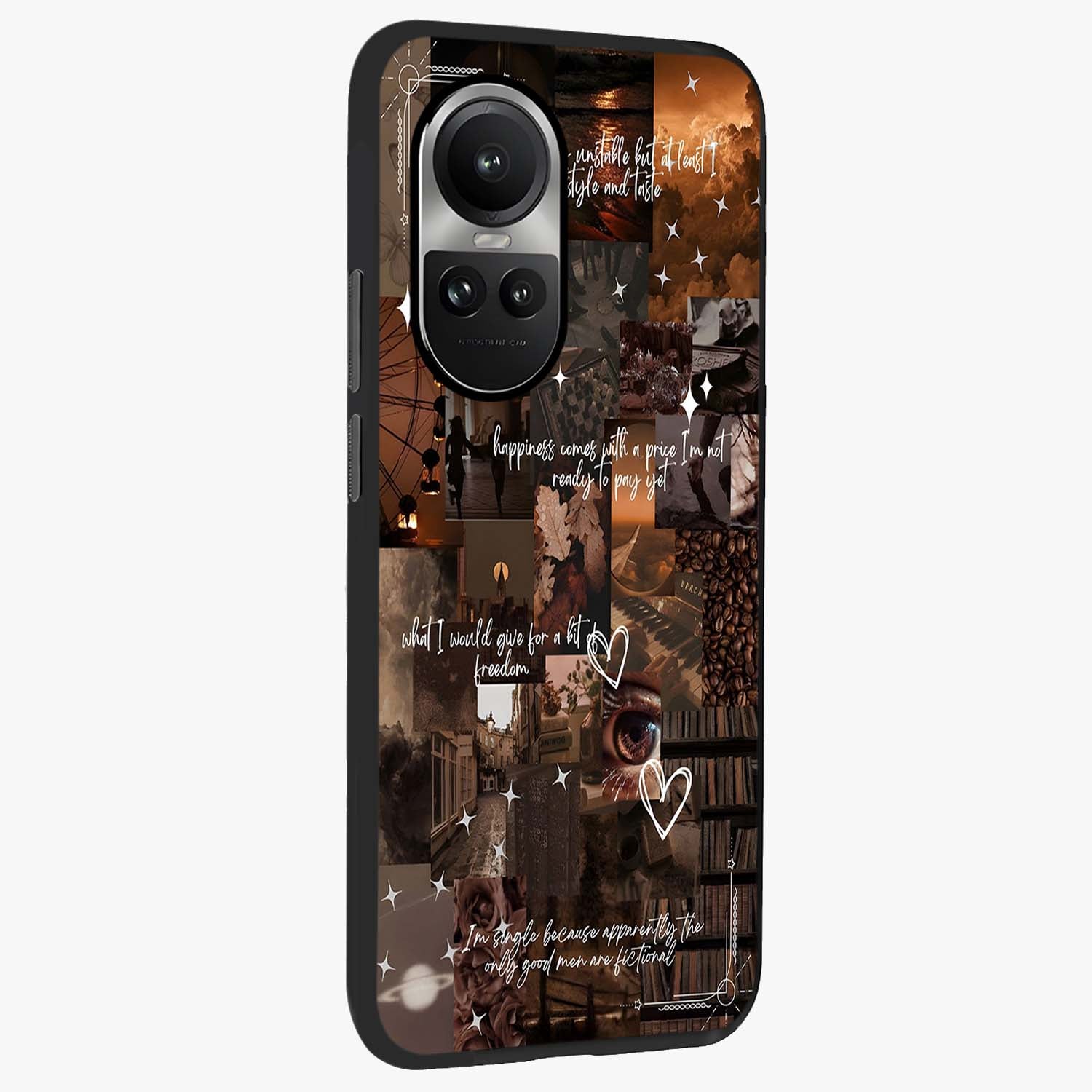 Bittersweet Aesthetic Chaos Glass Case upright view showcasing bold artistic chaos design with modern aesthetic style.