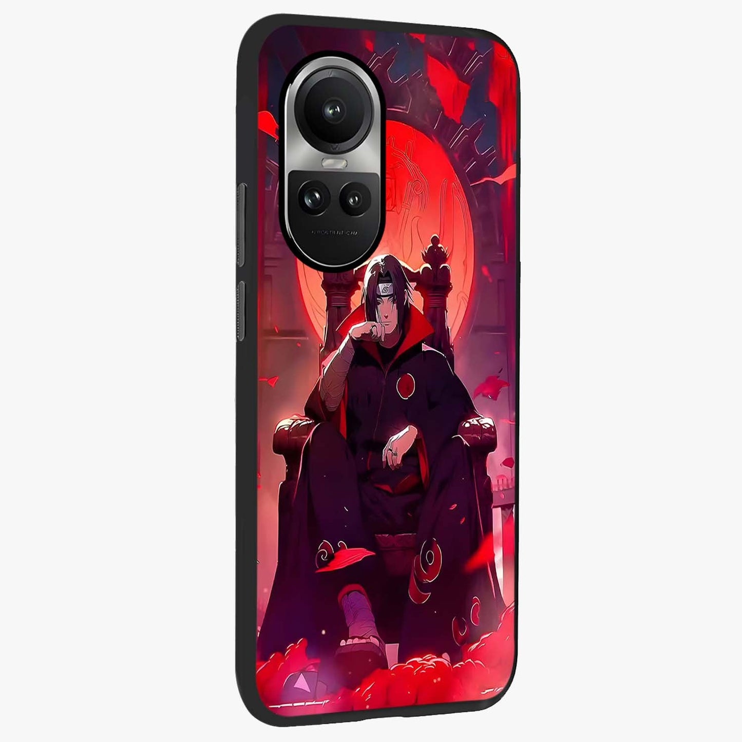 Blood Moon Sovereign Glass Case upright view showcasing powerful moon inspired artwork with cosmic aesthetic style.
