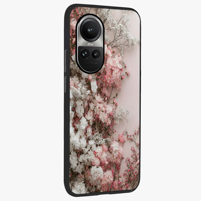 Blush Blossom Cloud Glass Case upright view showcasing calm floral cloud artwork with gentle dreamy theme.