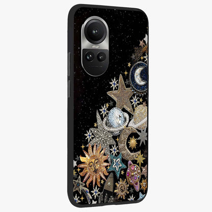 Cosmic Sparkle Dreams Glass Case upright view showcasing glowing cosmic artwork with magical galaxy theme.