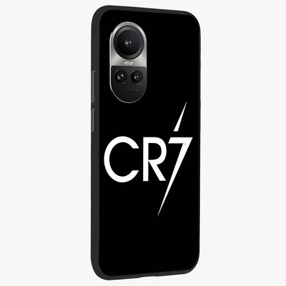 Cr7 Elite Strike Glass Case upright view showcasing energetic football inspired design with modern sports aesthetic.