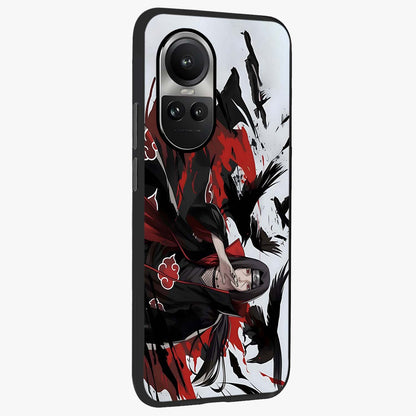 Crimson Crow Illusion Glass Case upright view showcasing striking crow illusion artwork with intense crimson theme.