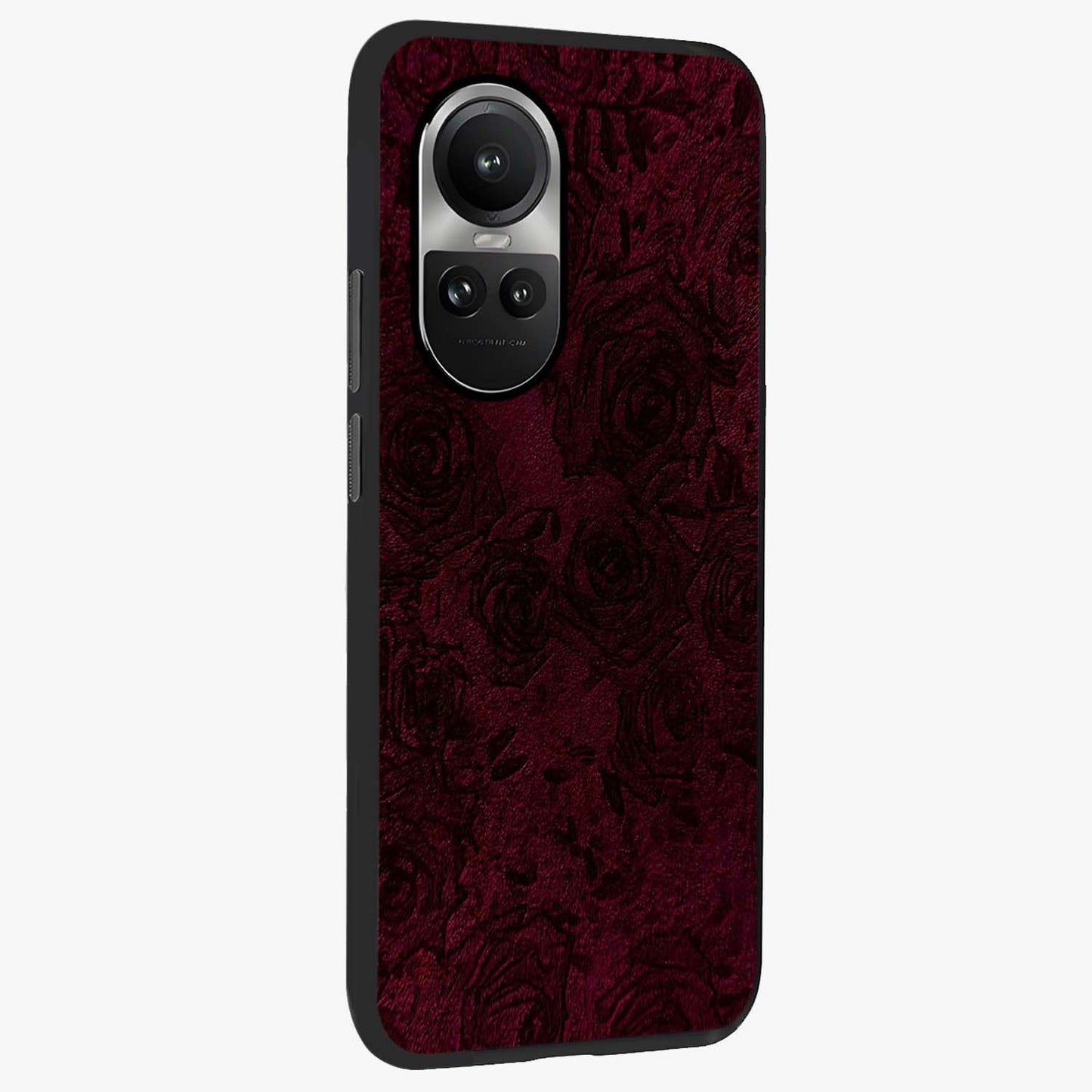 Crimson Fade Flow Glass Case upright view showcasing dynamic crimson flow artwork with stylish abstract theme.