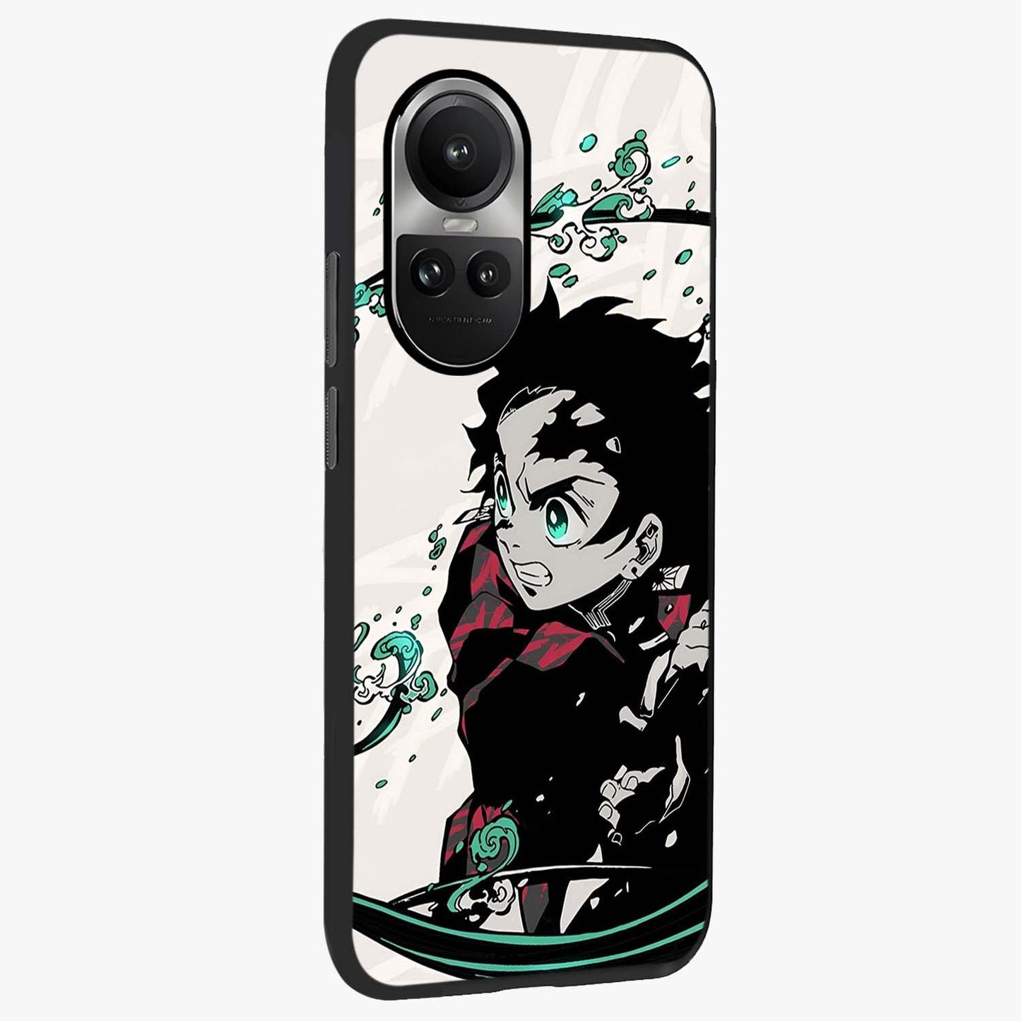 Demon Slayer Glass Case upright view showcasing powerful anime artwork with intense warrior theme.