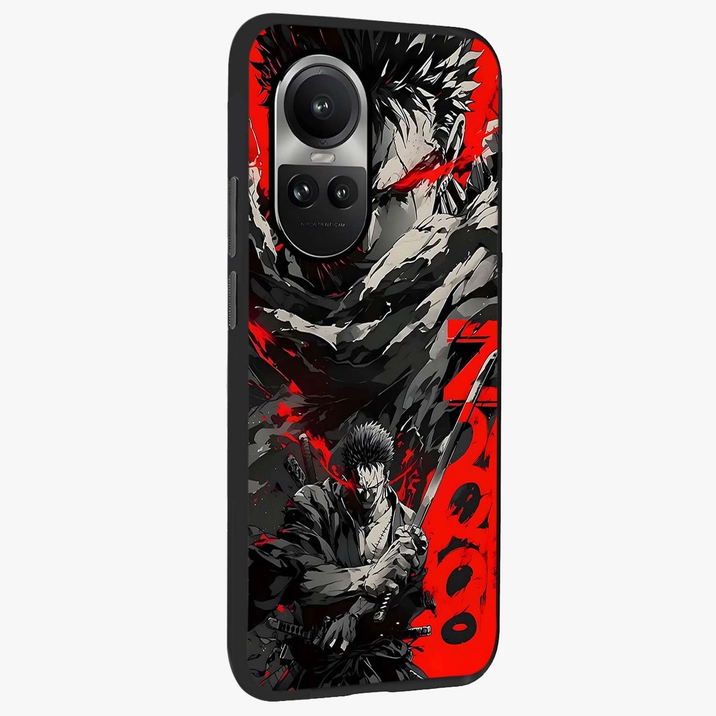 Demon Sword Resolve Glass Case upright view showcasing dramatic warrior artwork with intense battle theme.