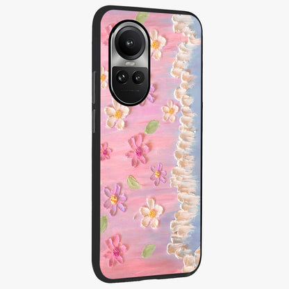 Dreamy Painted Garden Glass Case upright view showcasing vibrant floral garden artwork with artistic nature theme.