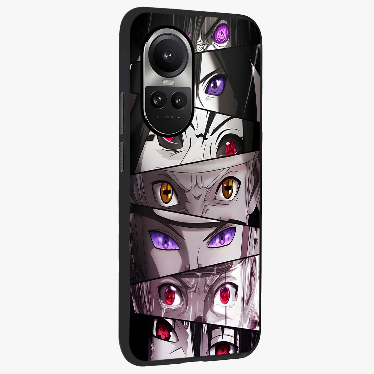 Eyes of Destiny Glass Case upright view showcasing symbolic eye artwork with dramatic artistic theme.