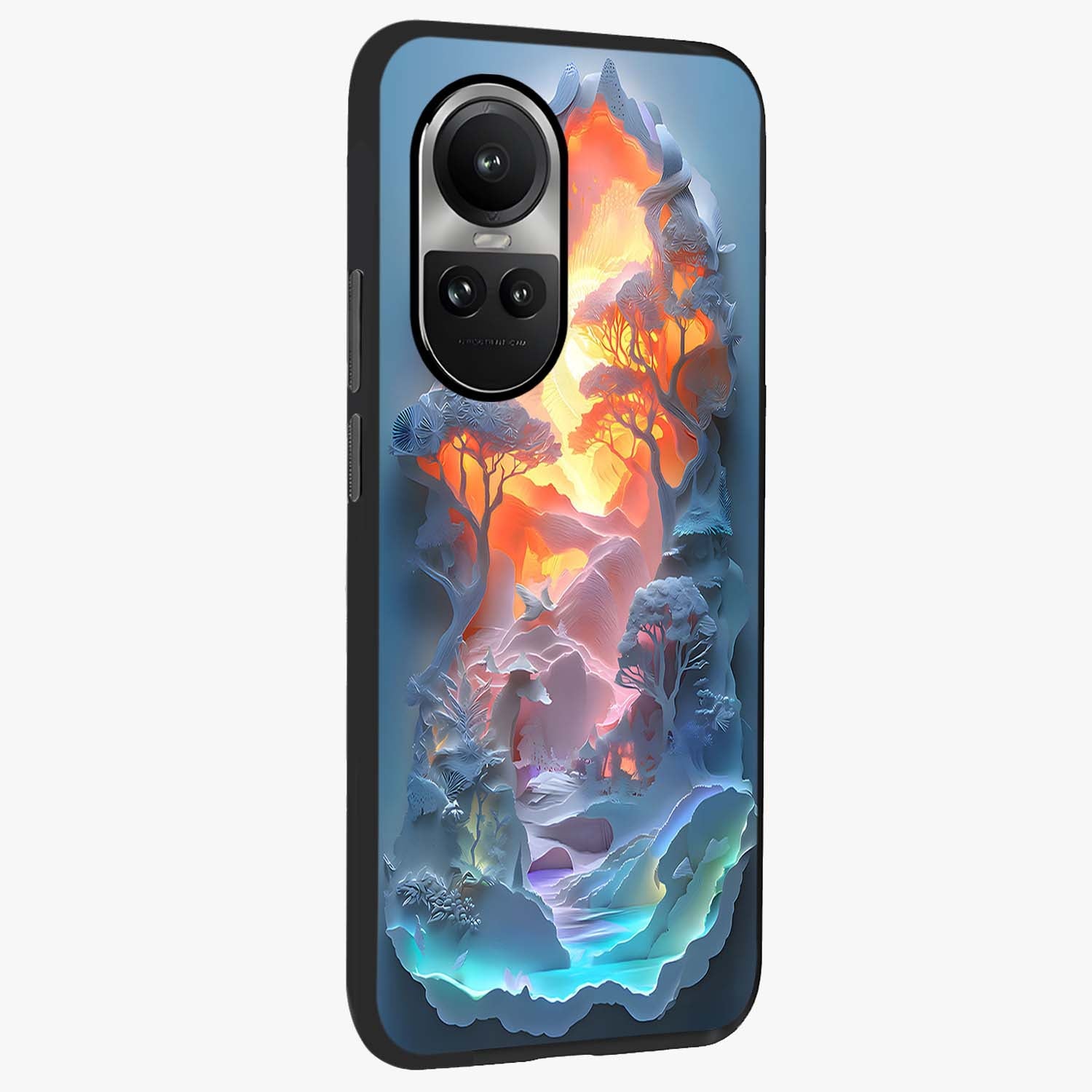 Glow Forest Portal Glass Case upright view showcasing enchanted forest portal artwork with fantasy nature theme.