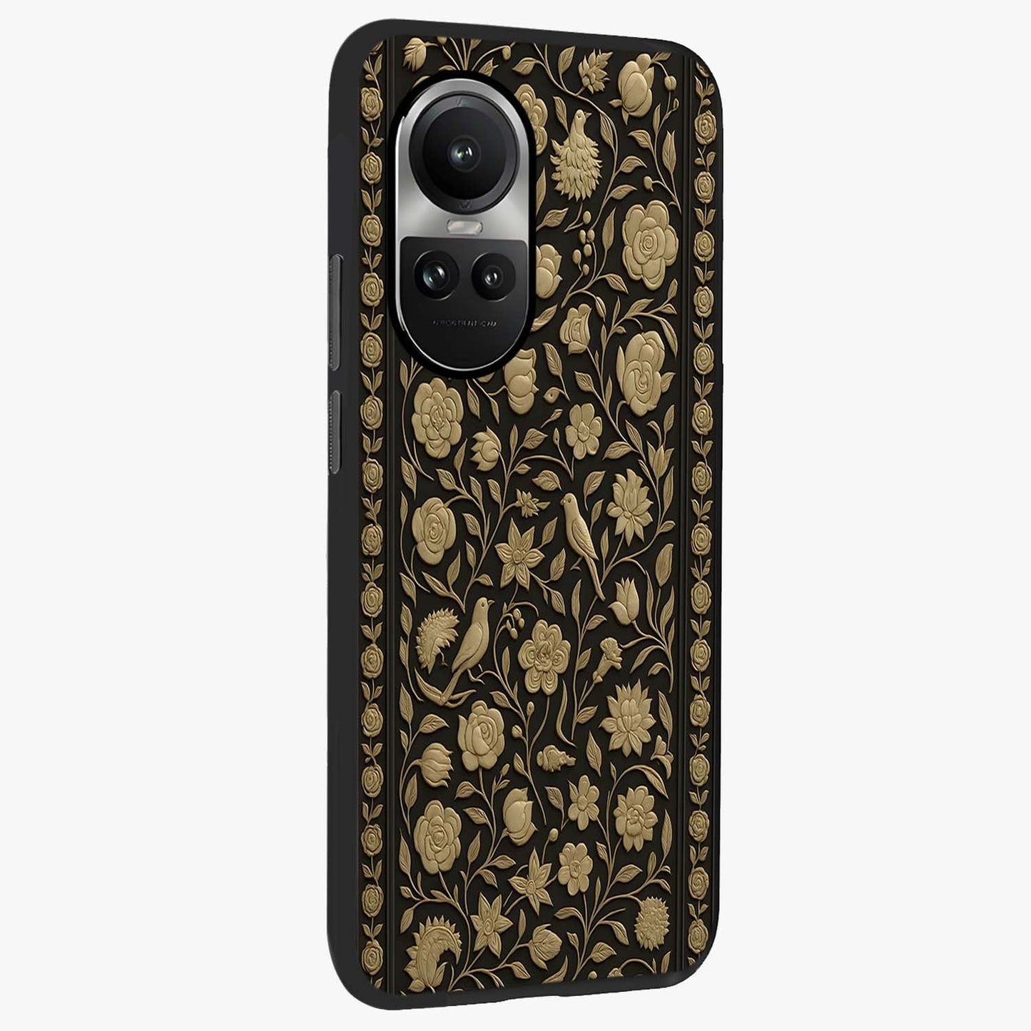 Golden Evil Eye Mandala Glass Case upright view showcasing decorative evil eye mandala artwork with spiritual aesthetic style.