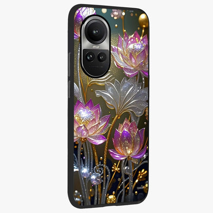 Golden Floral Majesty Glass Case upright view showcasing majestic floral artwork with rich decorative theme.