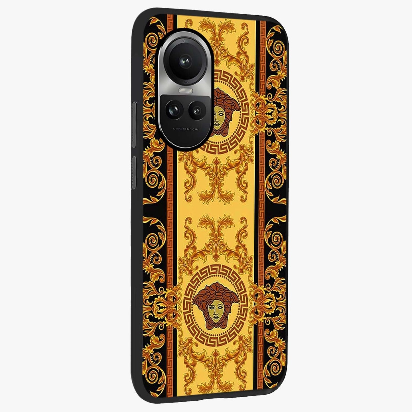 Golden Lotus Glow Glass Case upright view showcasing luminous lotus artwork with peaceful divine theme.