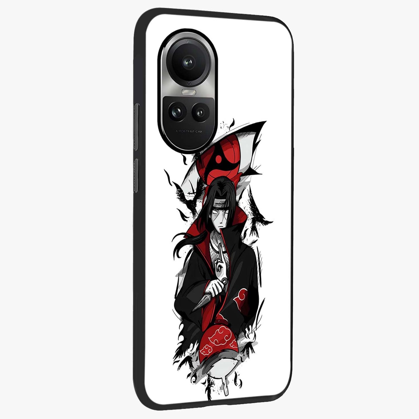 Itachi Limited Edition Naruto Anime Glass Case upright view showcasing intense anime artwork with powerful character theme.