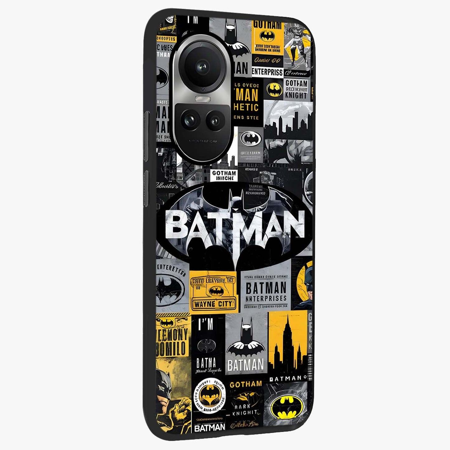 Knight Gotham Rise Glass Case upright view showcasing bold vigilante themed artwork with gothic city vibe.