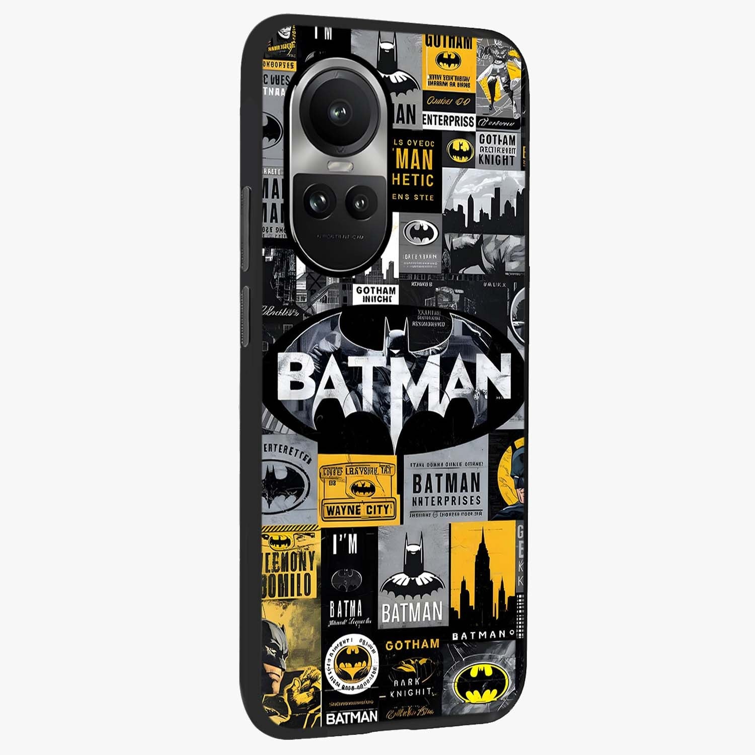 Knight Gotham Rise Glass Case upright view showcasing bold vigilante themed artwork with gothic city vibe.