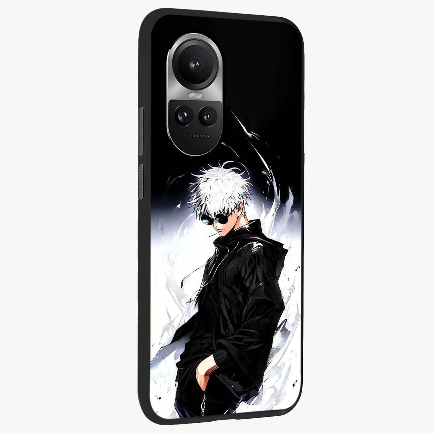 Limitless Shadow King Glass Case upright view showcasing bold shadow warrior artwork with epic fantasy theme.